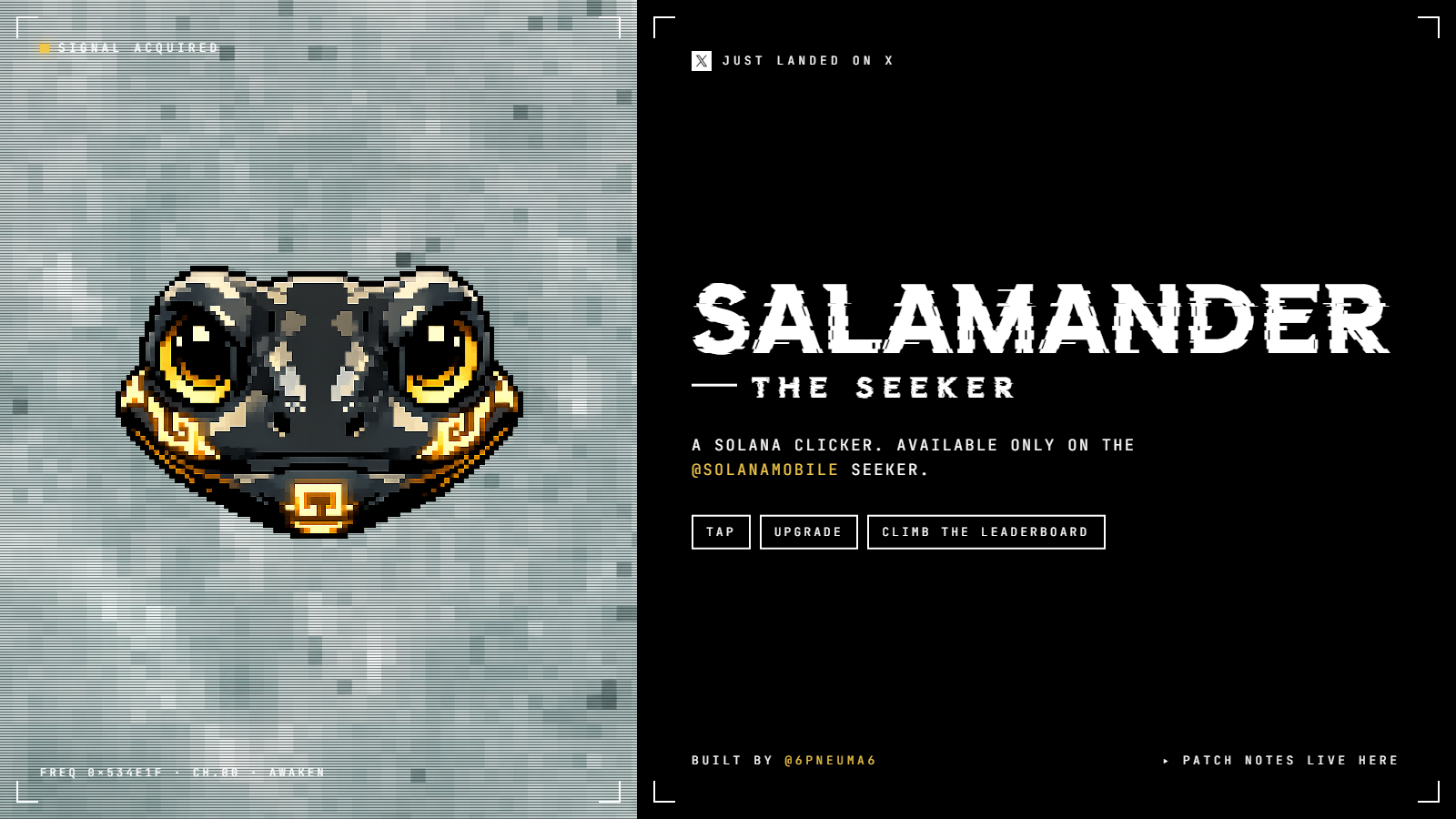 Salamander: The Seeker — Live on Solana Seeker